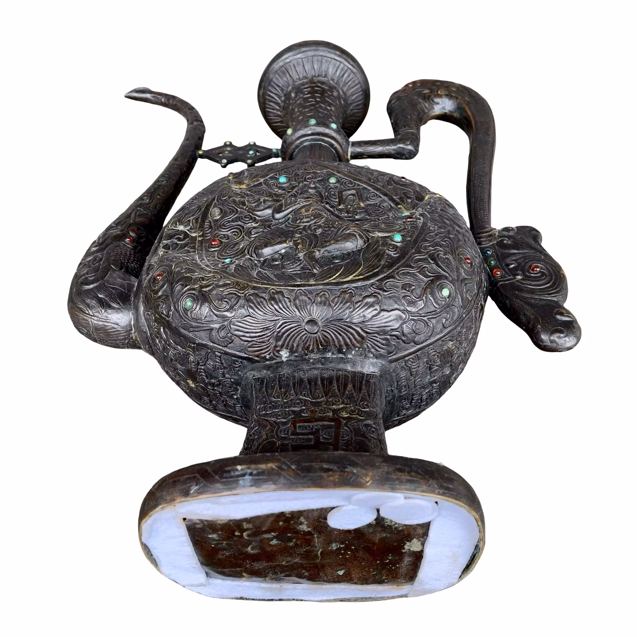 Stor Antik Tibetansk Ritualkanna i Brons - Avalokiteshvara - Buddhistisk Tempelkonst - 1800-tal