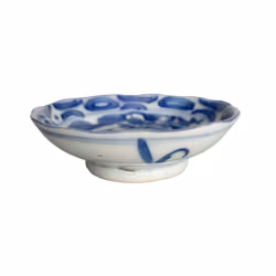 Piatto antico cinese in porcellana blu e bianca - Dinastia Qing, XIX secolo - Motivo a uccelli - Marcato