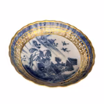 Antikt Kinesiskt Porslinsfat - Qianlong perioden 1700-tal - Blåvitt - Förgyllt