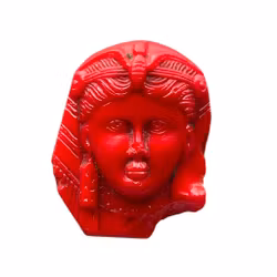 Antikes ägyptisches Glasamulett - Göttin Hathor - Rotes Glas - Ptolemäische Zeit 332-30 v. Chr.