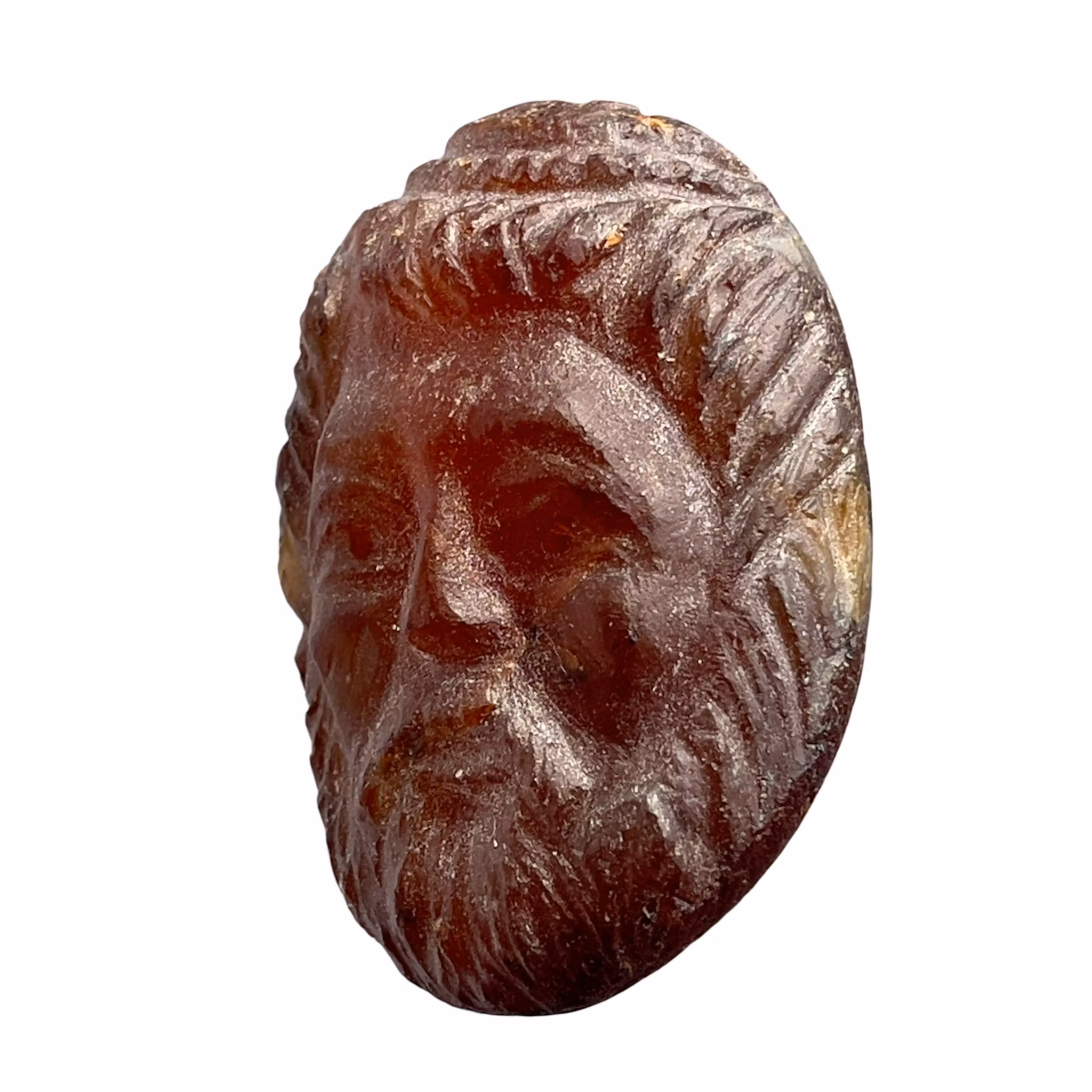 Antikt manshuvud - Hellenistisk stil - Naturglas sten - 200-talet f.Kr. - 100-talet e.Kr.
