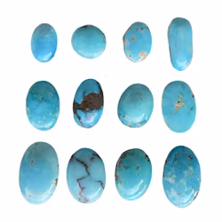 Naturlig Nishapuri Turkos - 12 Ovala Cabochoner - Smyckestenar