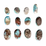 Naturlig Nishapuri Turkos - 12 Ovala Cabochoner - Smyckestenar