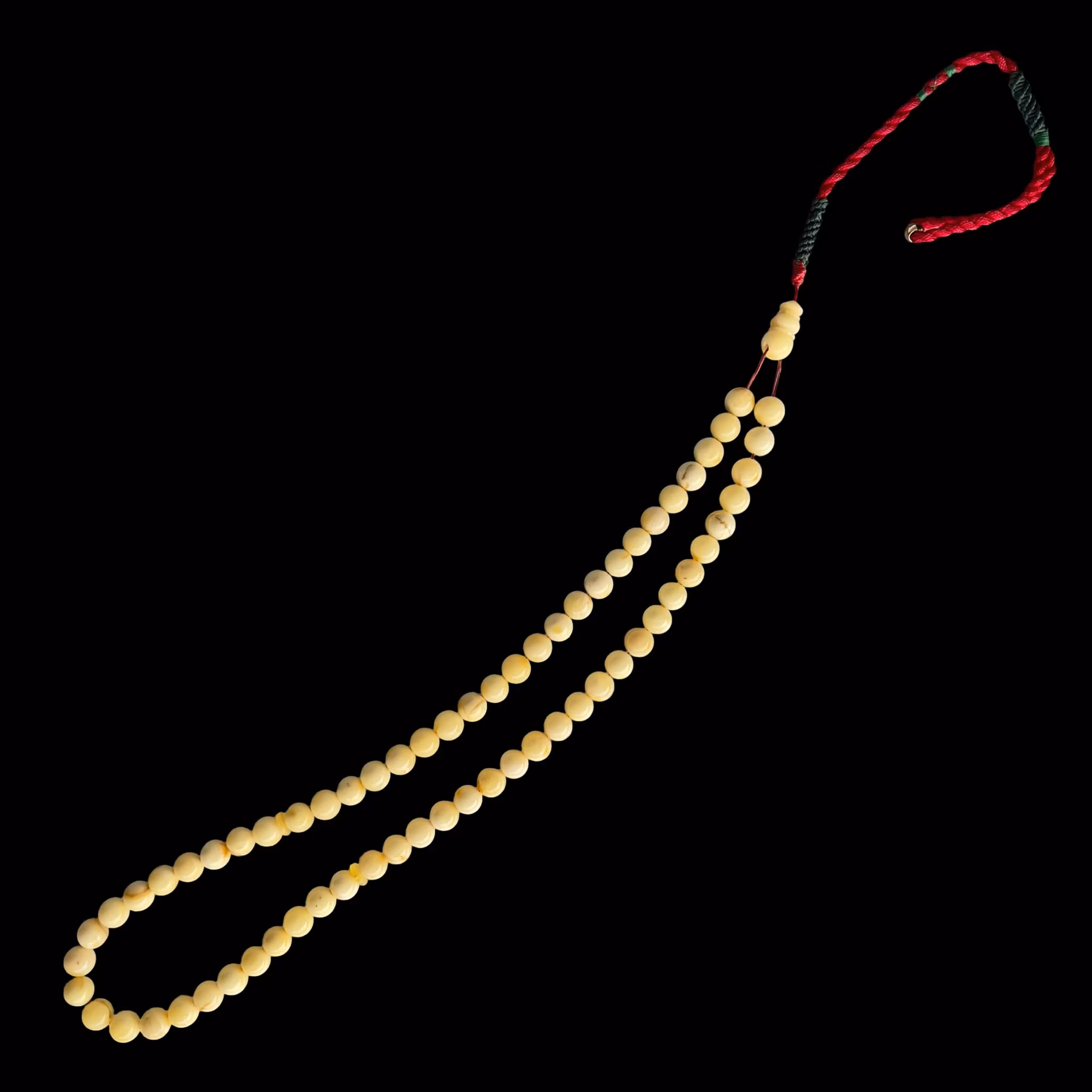 Äldre Radband - Naturlig Vit Bärnsten - 65 Pärlor - 31 g
