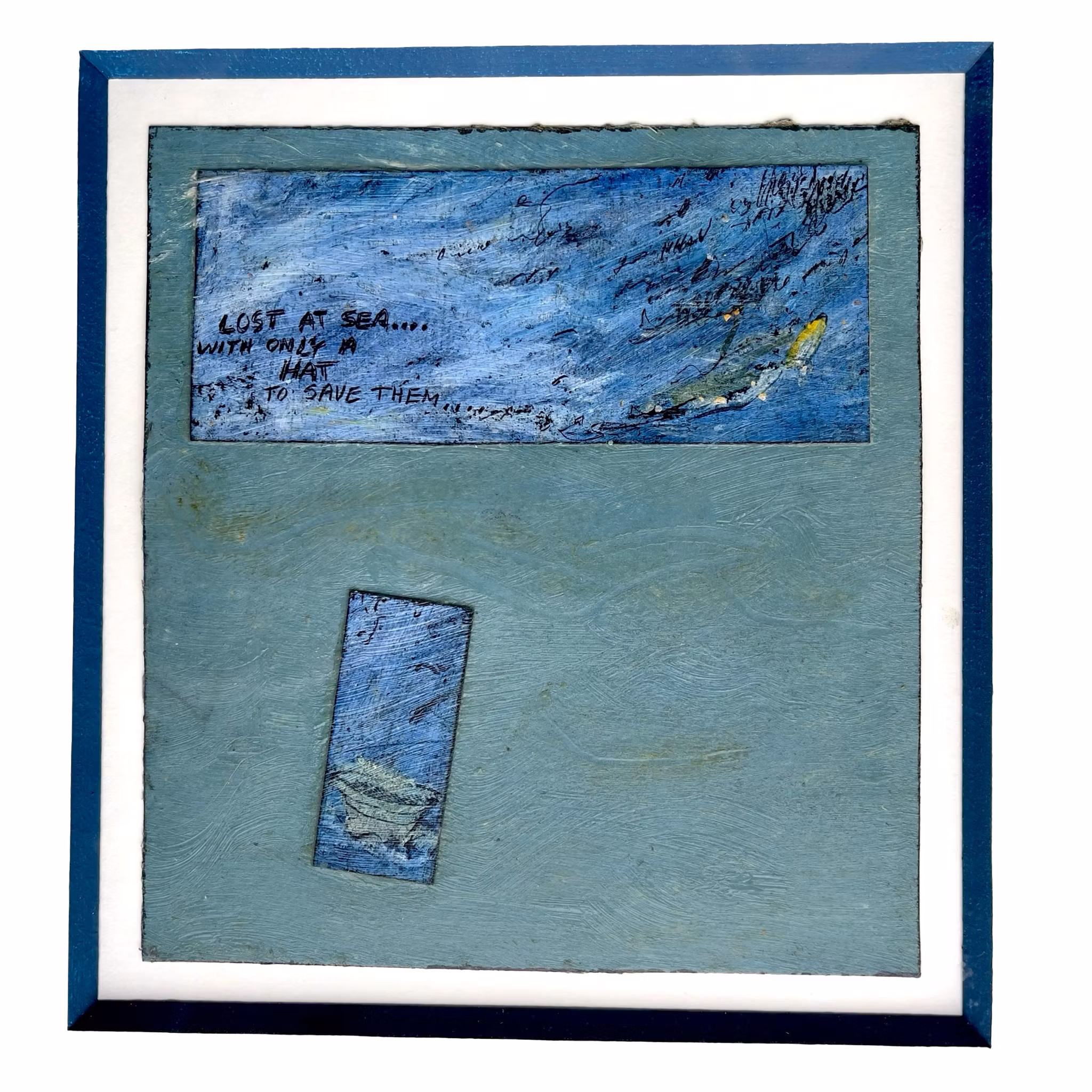 Lost at Sea - Abstrakt tavla - Blandteknik - Marint motiv - Inramad
