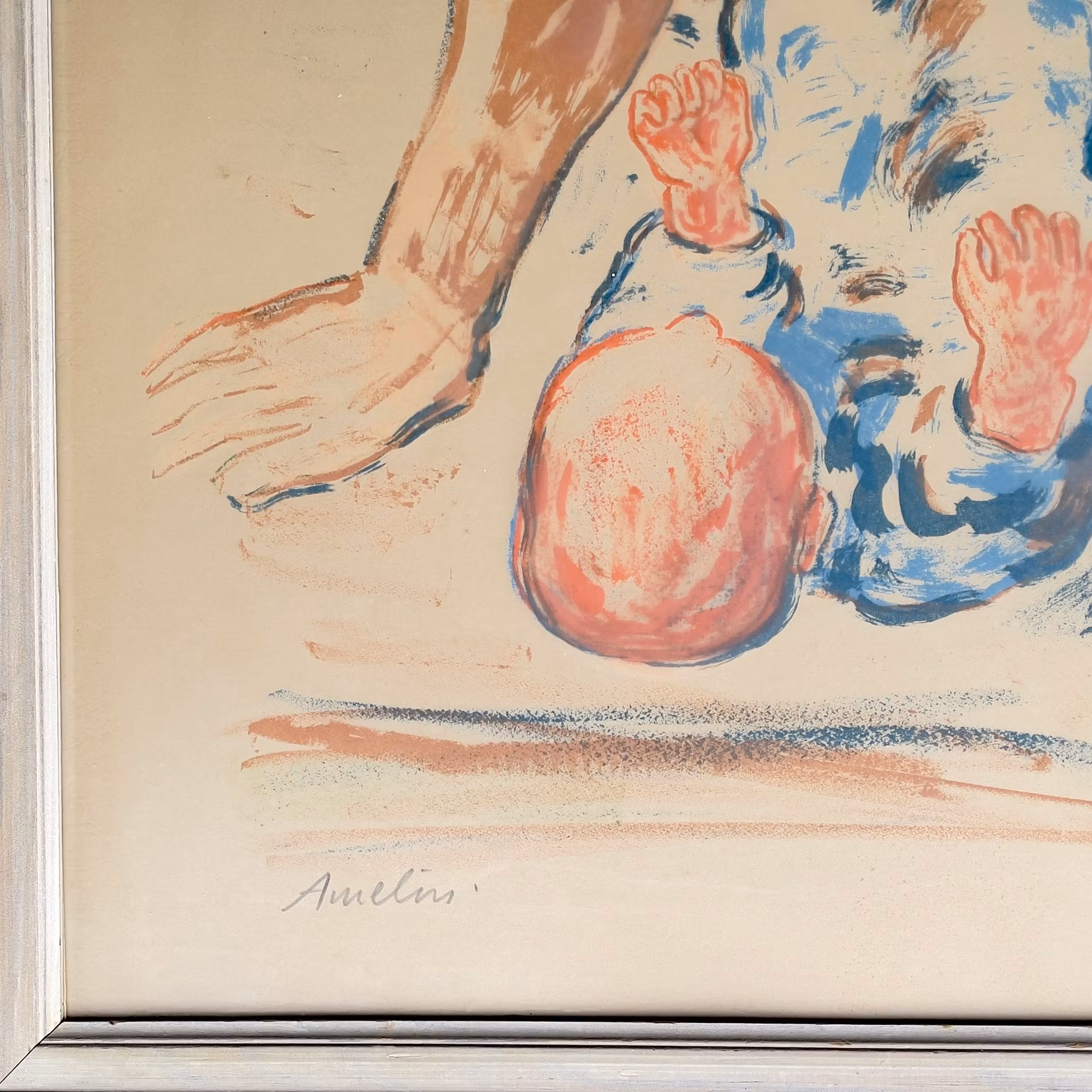Albin Amelin (1902-1975) - Mor och barn - Färglitografi - Signerad 66/260