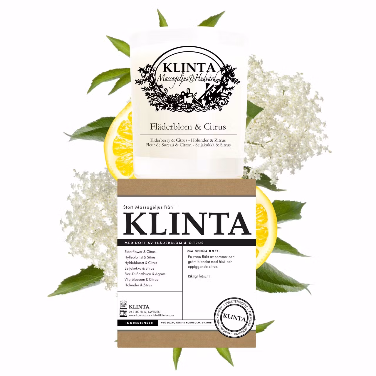 Klinta Massageljus Fläderblom & Citrus