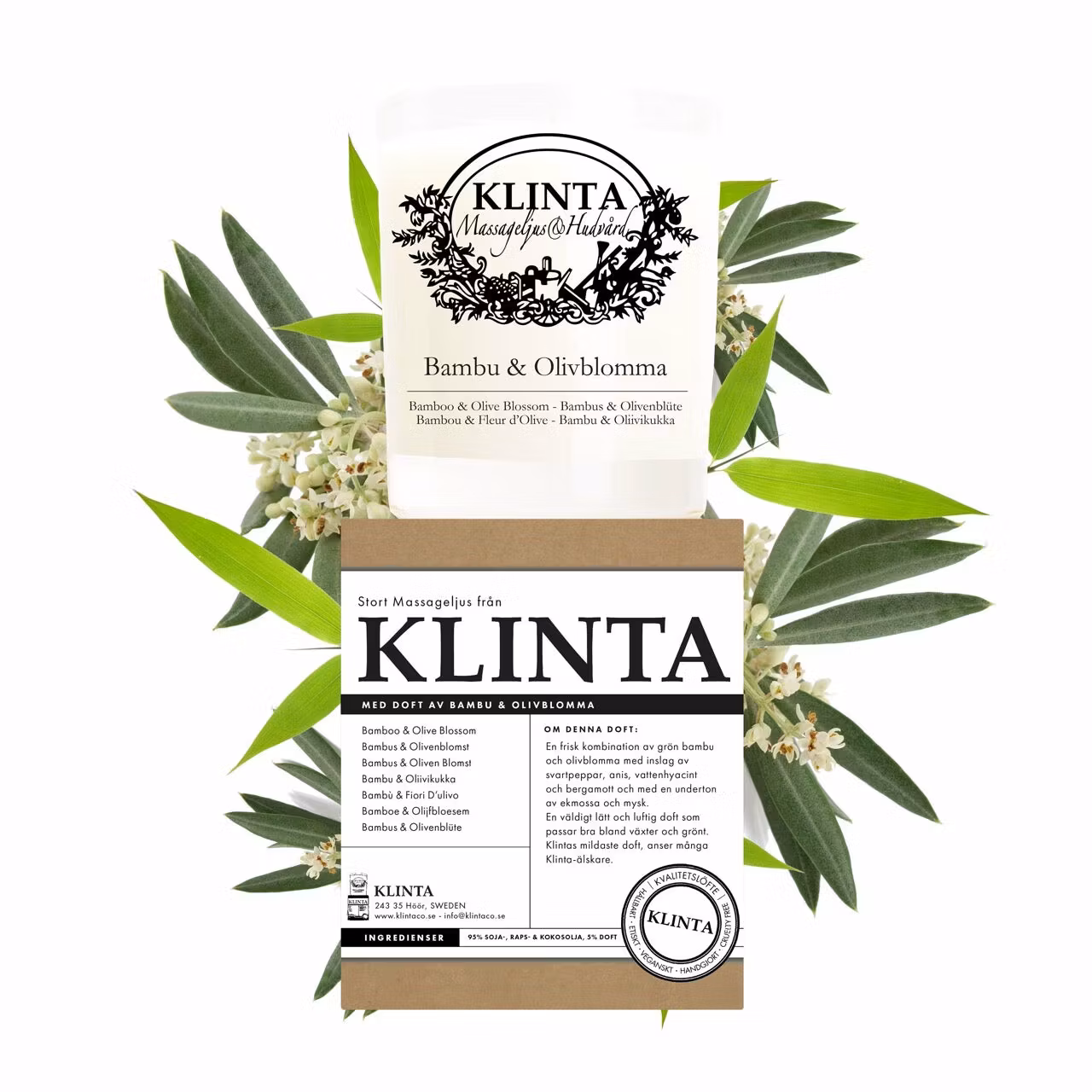 Klinta Massageljus Bambu & Olivblomma