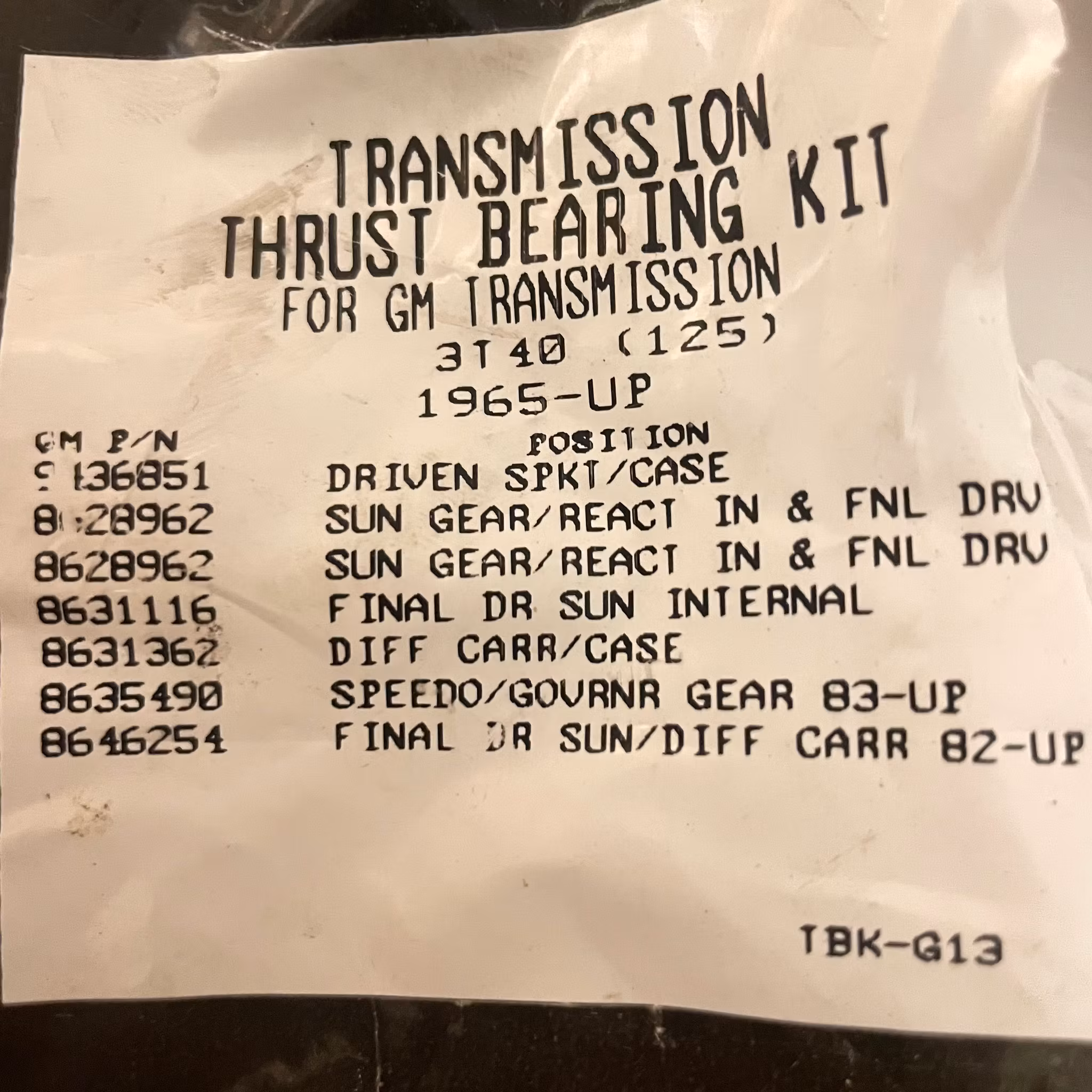 TH125/3T40 Bearing kit 1965-up
