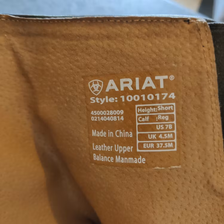 Svarta ridstövlar ARIAT Heritage contour field zip37.5 short/reg 43/34