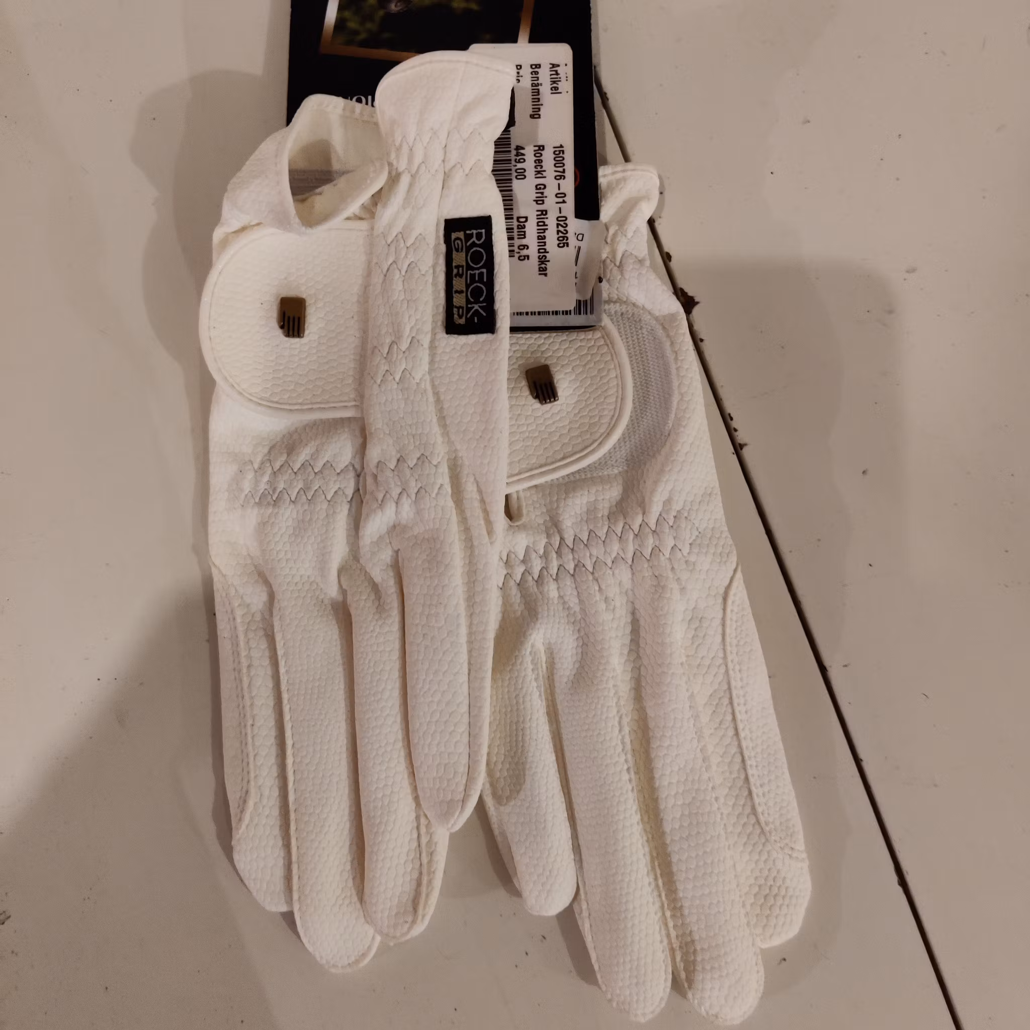 Vita ridhandskar strl 6.5 ROECKL