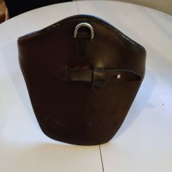 Brun lädergjord med platta 132 cm