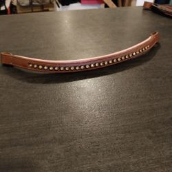 Brunt pannband med rosa foder och bling 37 cm