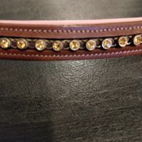 Brunt pannband med rosa foder och bling 37 cm