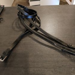 Svarta lädertyglar med stoppar och dekorsöm FULL