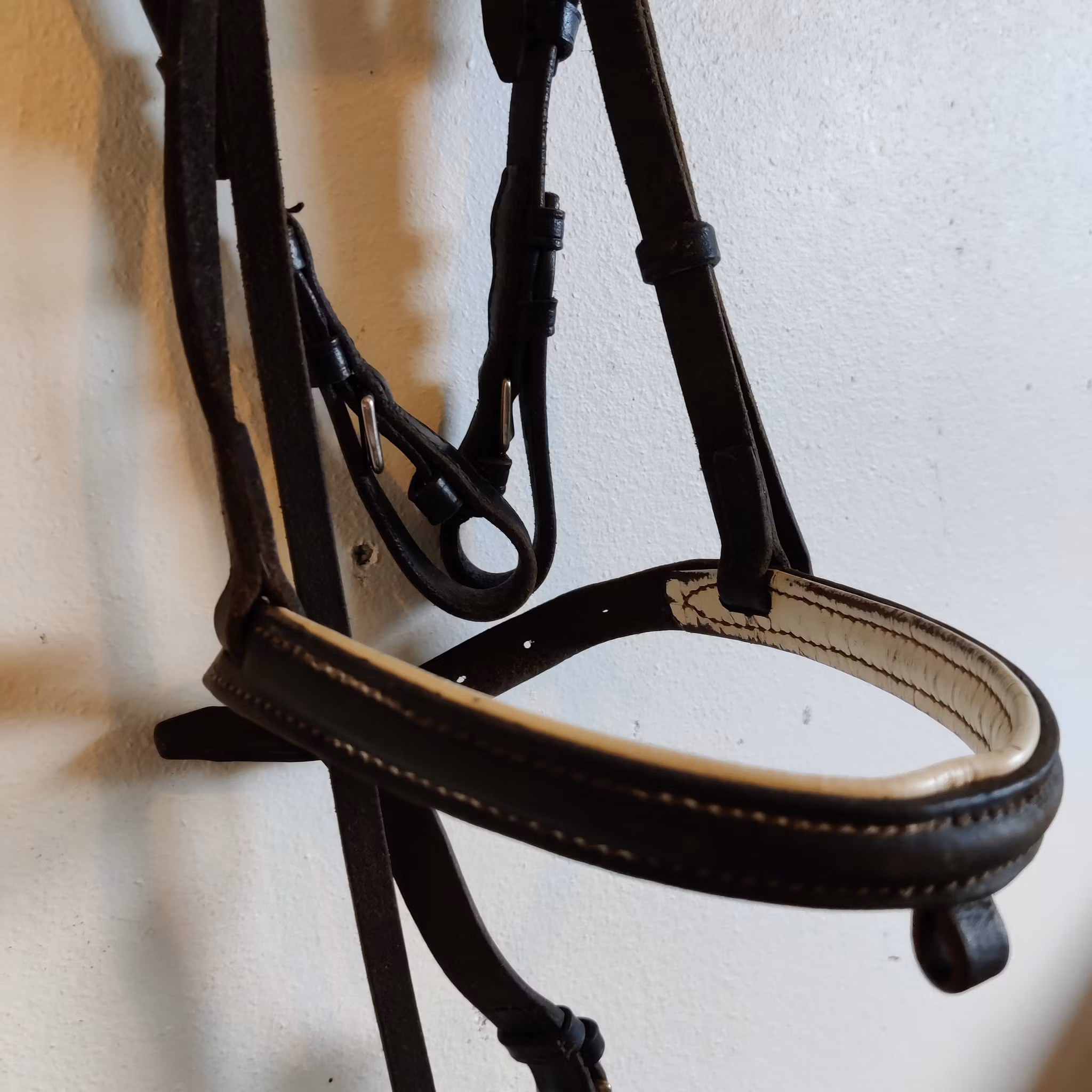 Mörkbrunt träns med vit fodring PONNY