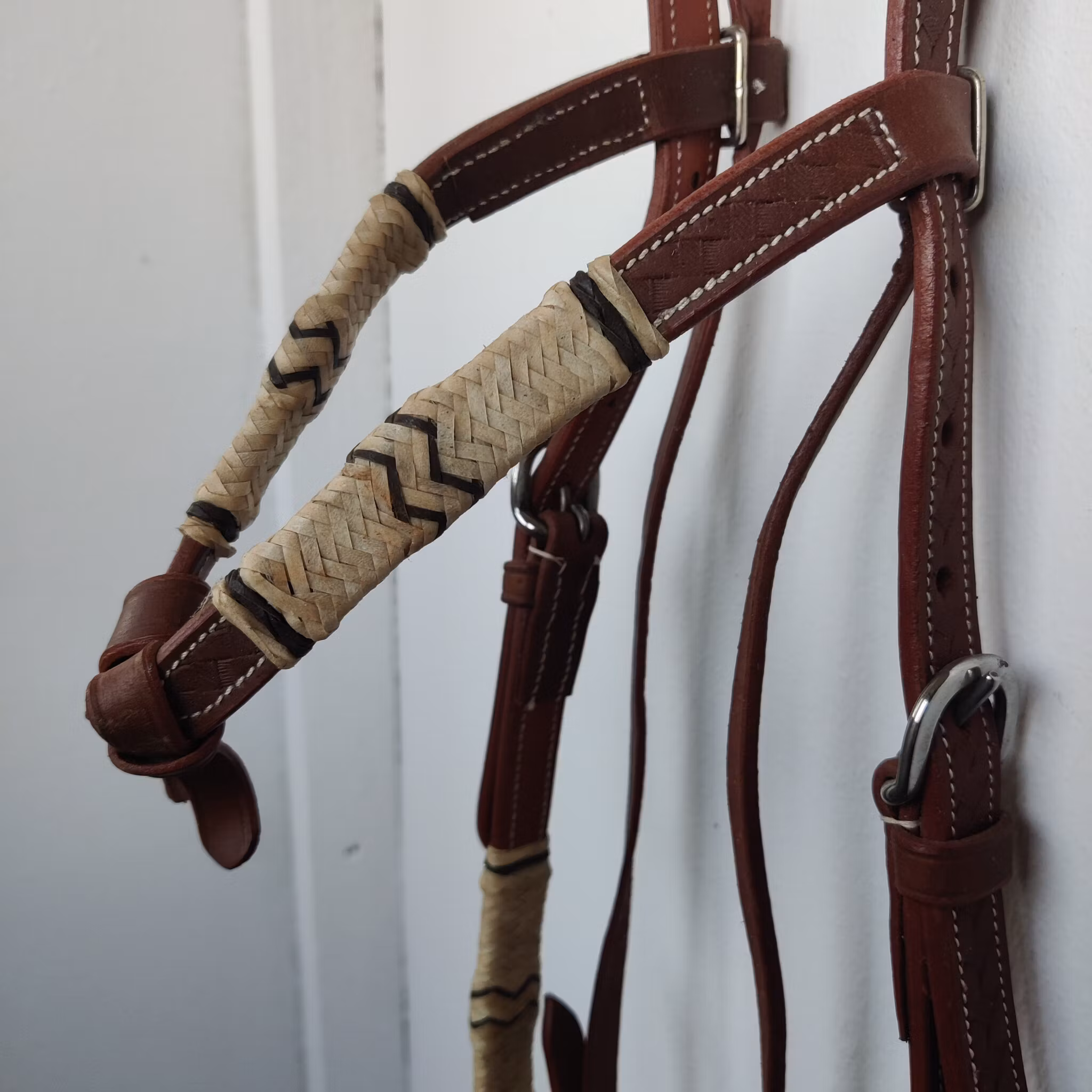 Rödbrunt westernträns med delade tyglar COB