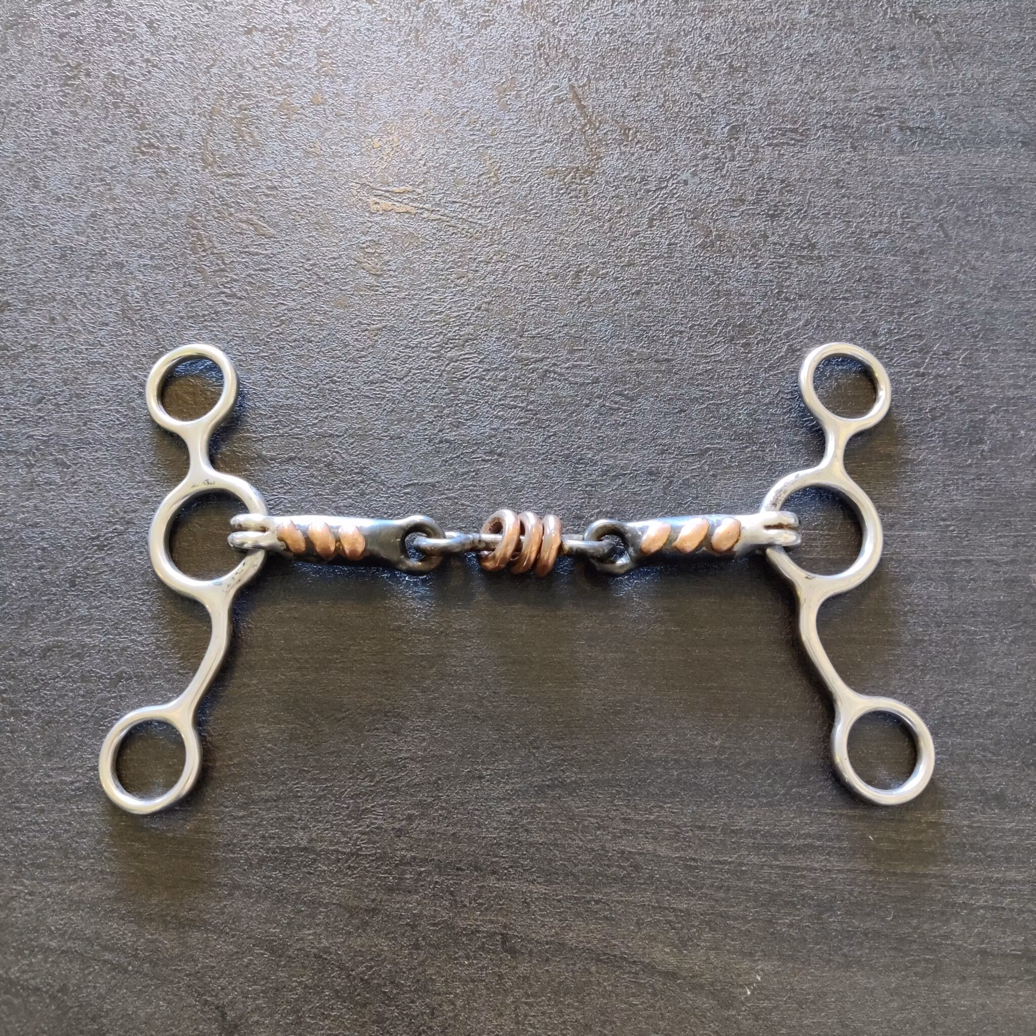 Tredelat sötmalm/kopparrullebett gag 14 cm