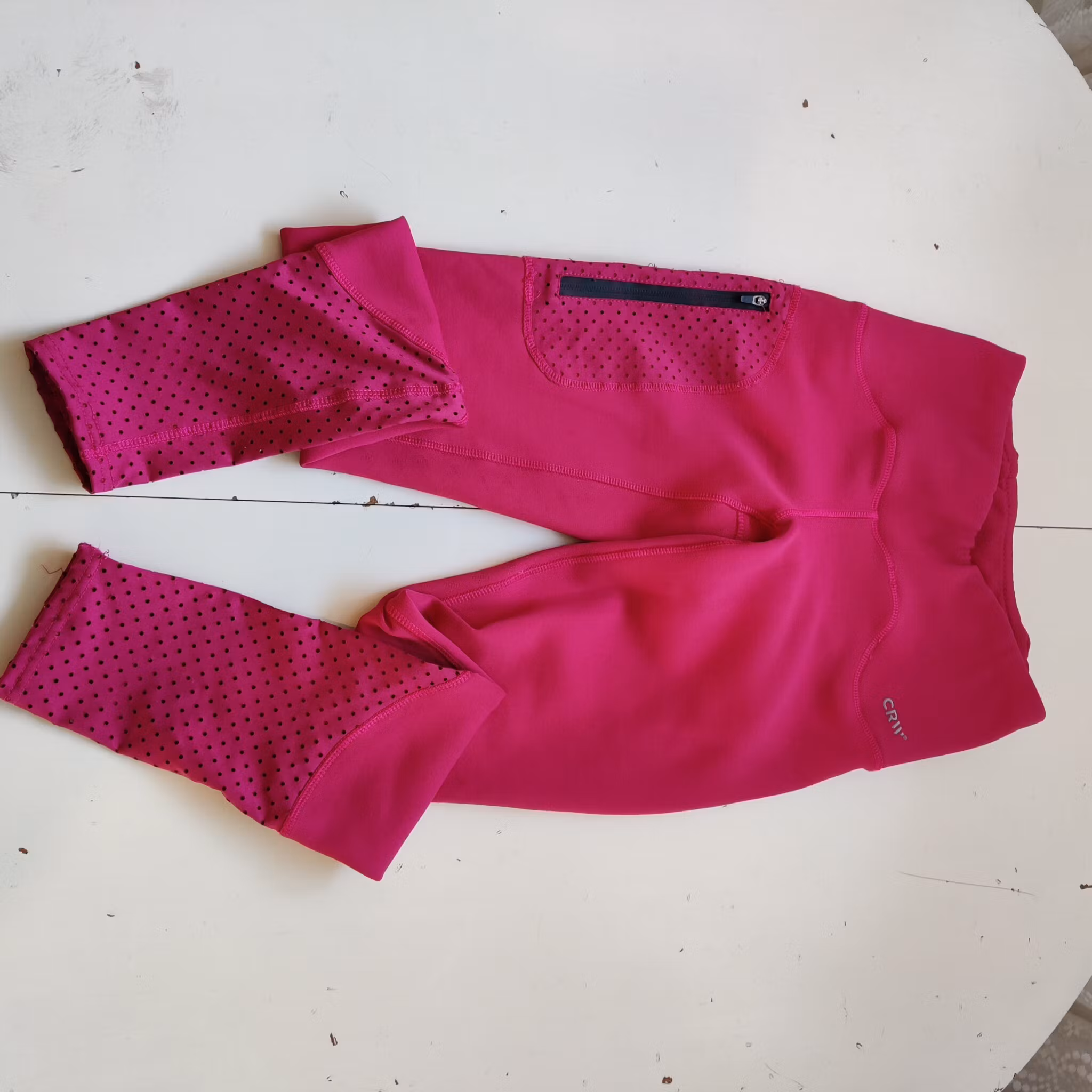 Cerise fodrade ridtights med helgrip XS CRW