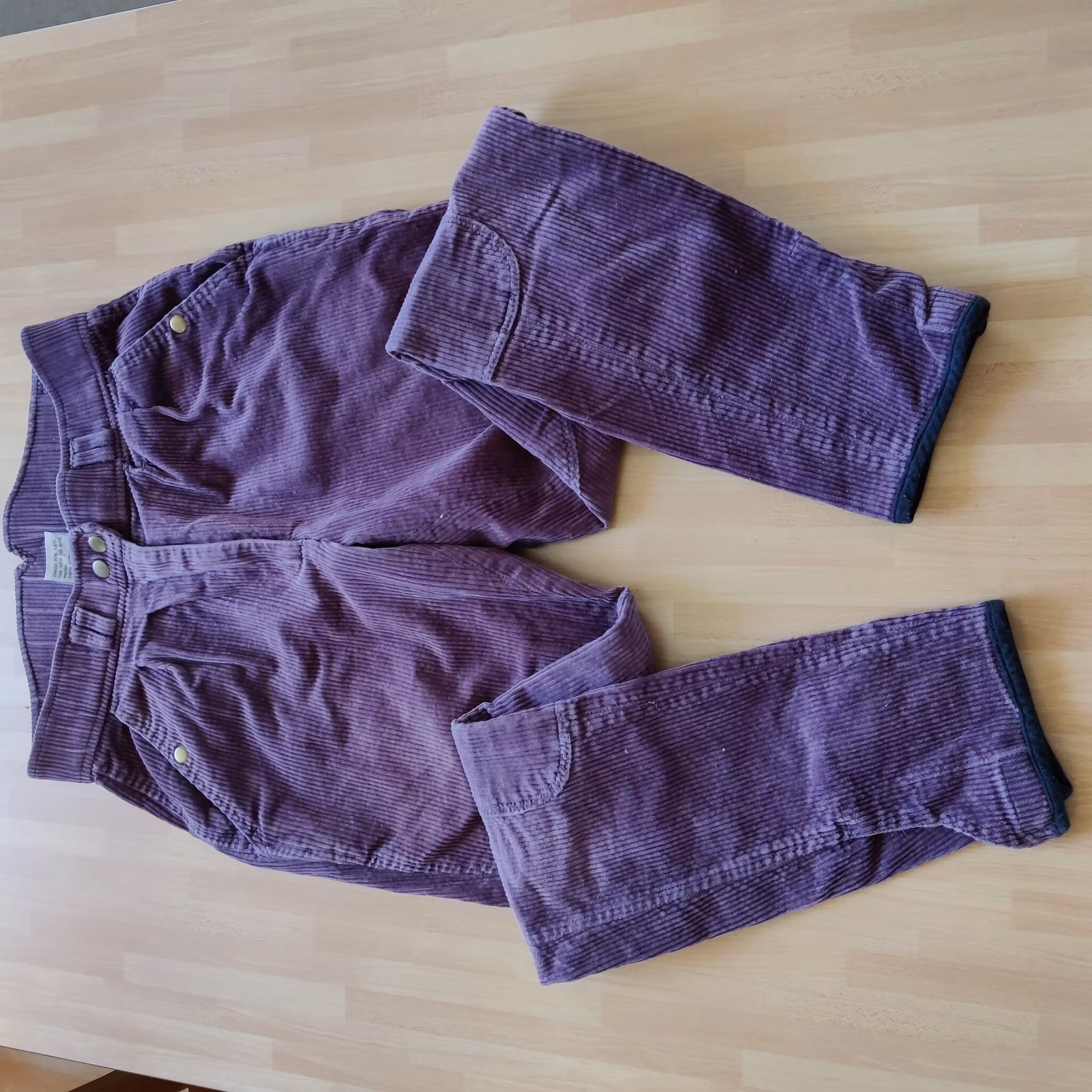 Lila tygskodda manchesterridbyxor 38