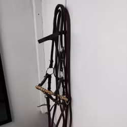 Brunt sidepull med delade tyglar FULL