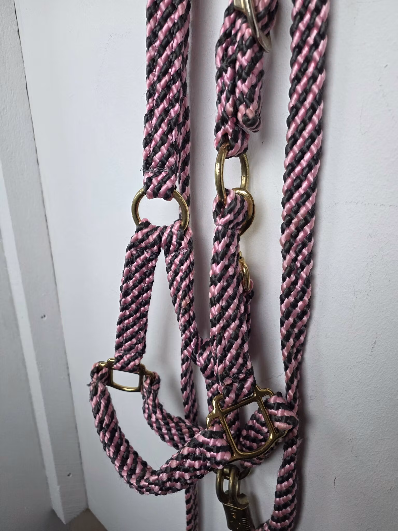 Set rosa/grå grimma och grimskaft PONNY