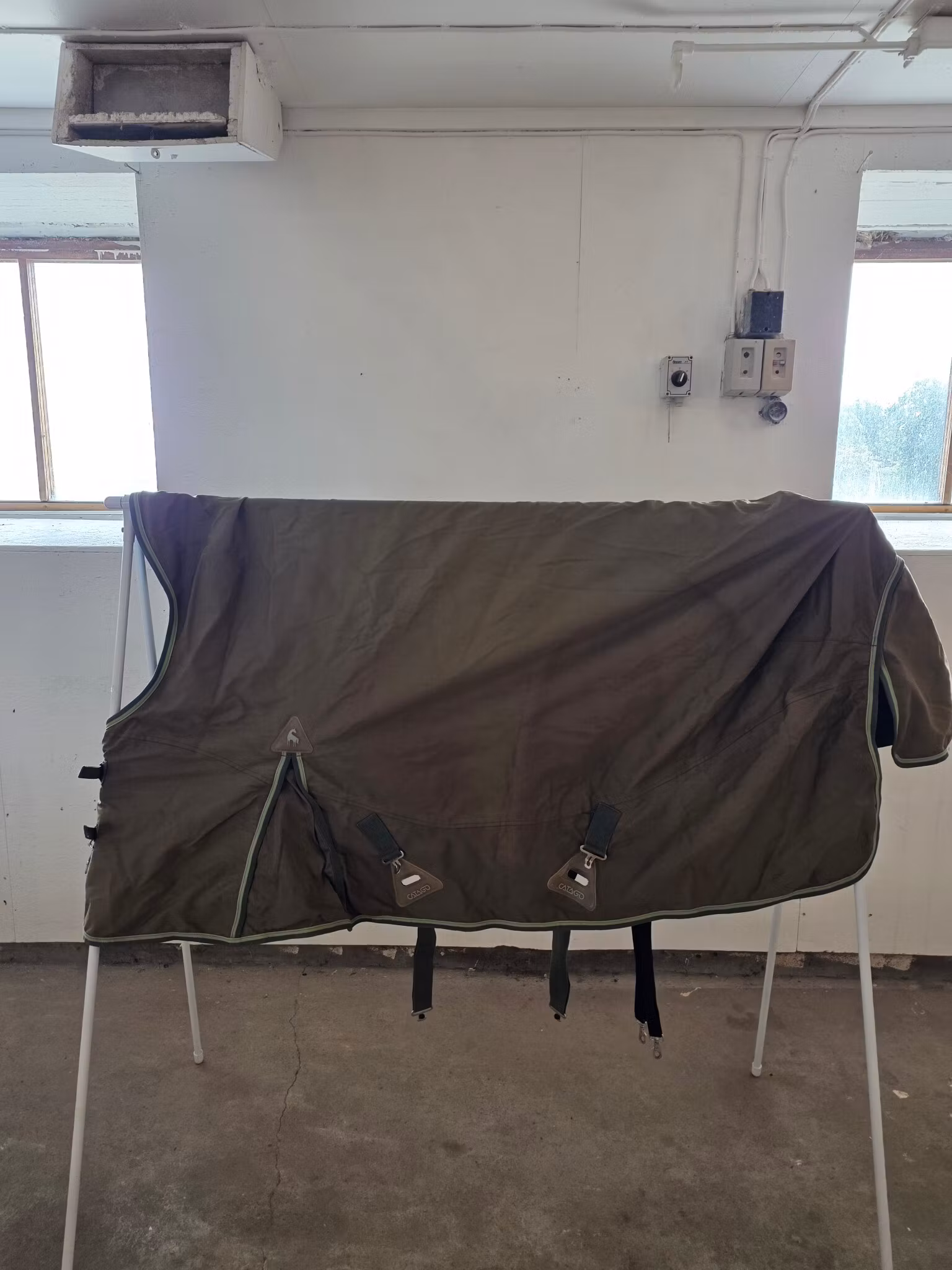 Grönt regntäcke med halvhals och fleecefoder 115 cm Catago