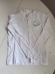 Vit långärmad piké 146/152 cl CRW