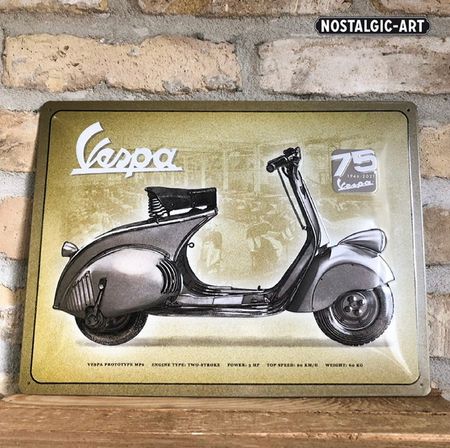 Vespa "75 year" Plåtskylt