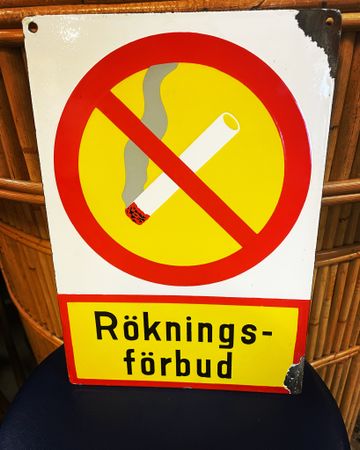 Rökningsförbud emaljskylt