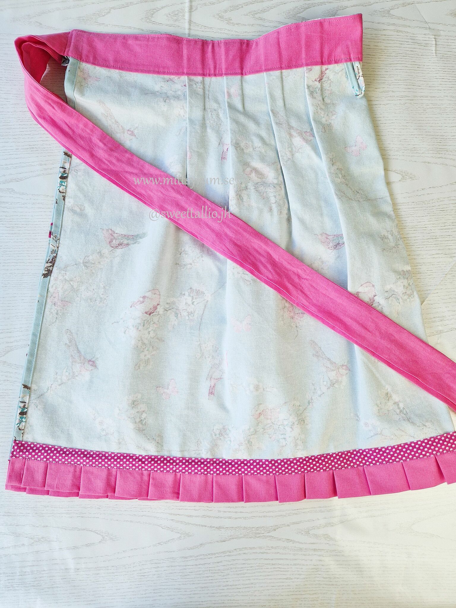 Förkläde Retro Fågel blå