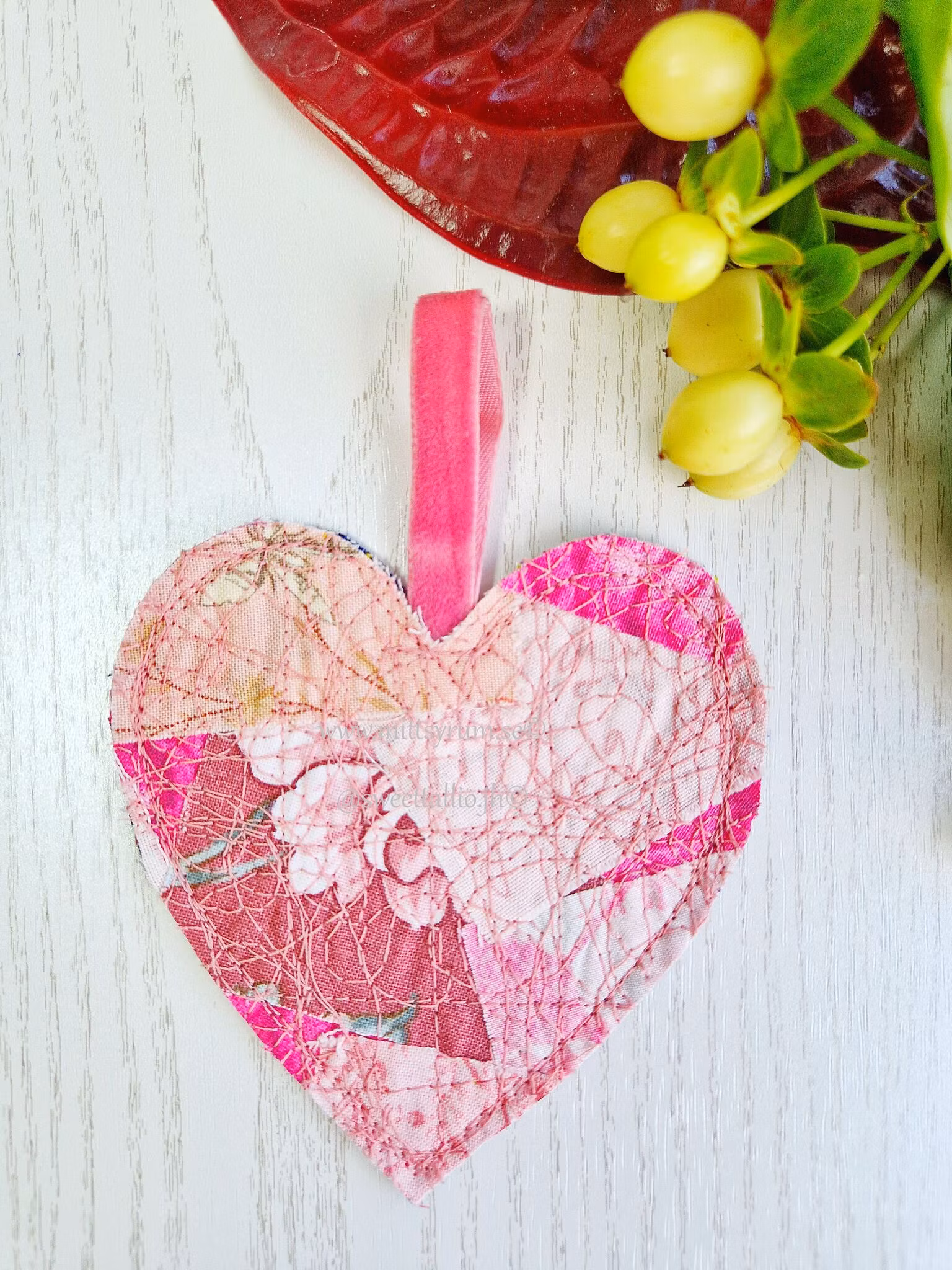 Quiltat hjärta Rosa