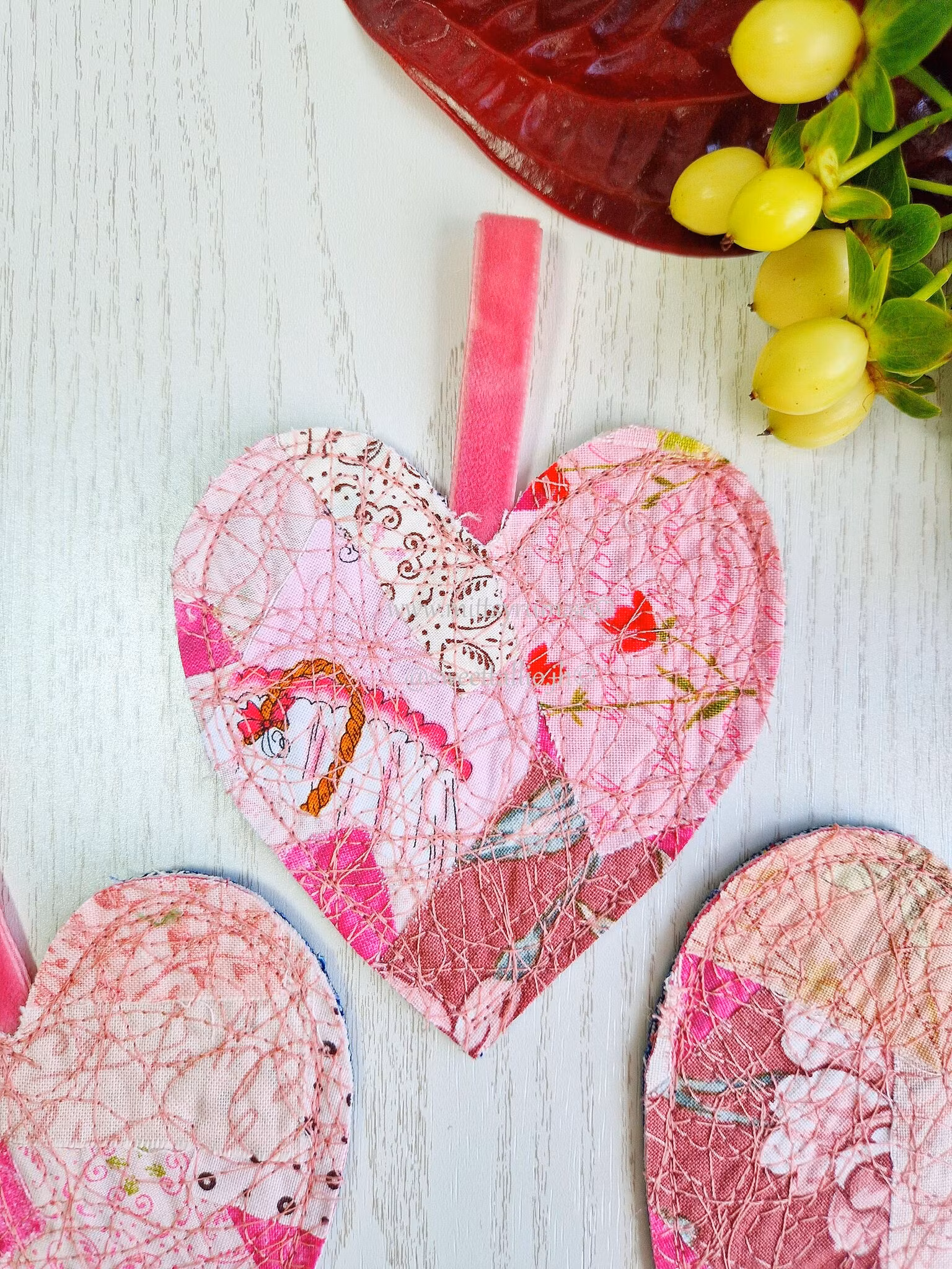 Quiltat hjärta Rosa