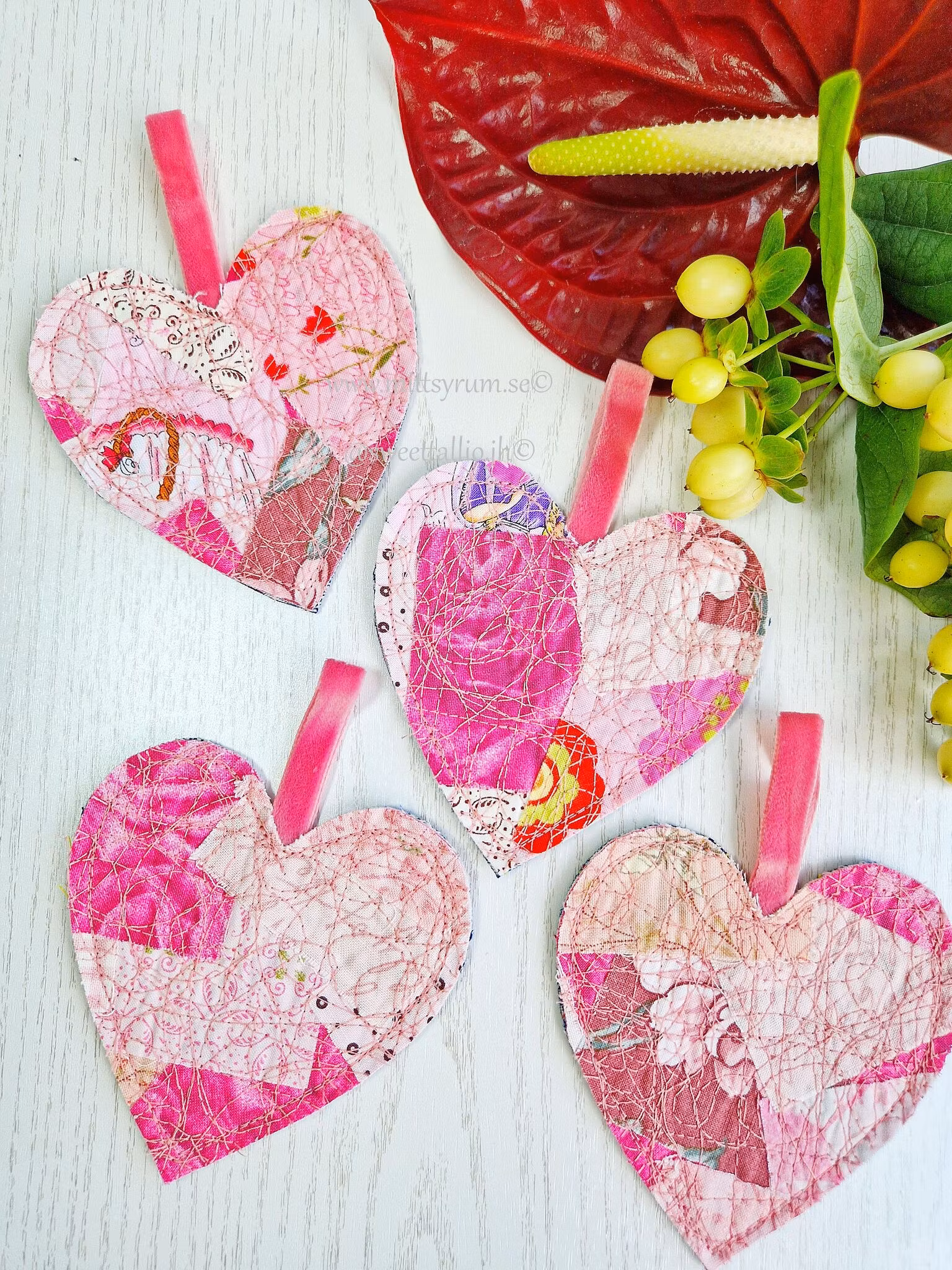 Quiltat hjärta Rosa