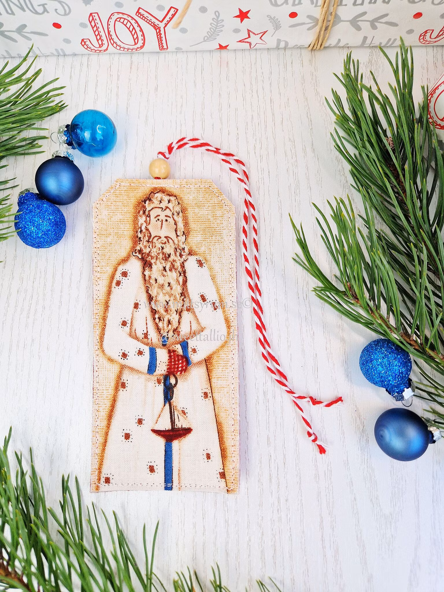 Julklapps tag Tomte Skepp