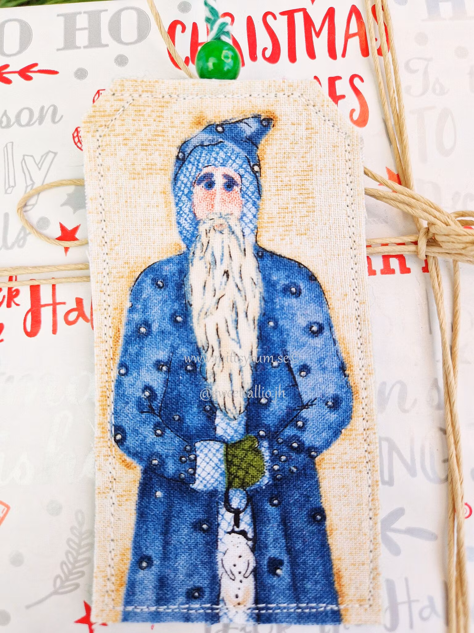 Julklapps tag Tomte Snögubbe