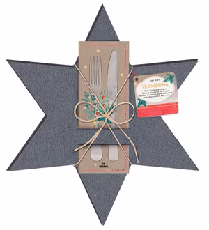 Bestick-eller servettficka, Stjärna grå, 4-pack