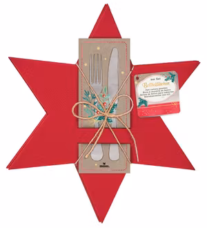 Bestick-eller servettficka, Stjärna röd, 4-pack