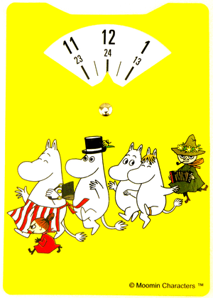Parking disc Moomin family walking, yellow