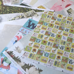 Scrapbookingspapper - ca 20 - 30 cm - ca 50 st - blommor / jul / vintage