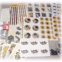 ca 20 paket dekorationer + stickers + toppers
