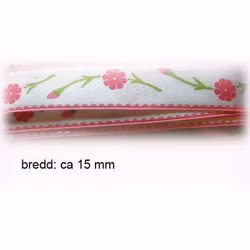 Band - ca 5 meter - ca 10 - 15 mm - Blommiga
