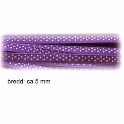 Band - lila med vita prickar -  ca 5 mm bredd - ca 5 meter