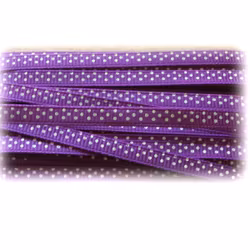 Band - lila med vita prickar -  ca 5 mm bredd - ca 5 meter