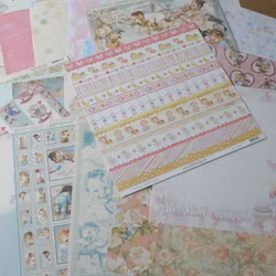 Scrapbookingspapper - ca 20 - 30 cm - ca 25 st - baby/barntema