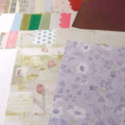 Scrapbookingspapper - ca 20 - 30 cm - ca 50 st - blommor, blad, fjärilar
