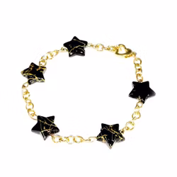 Armband - 2 st - svarta stjärnor / gröna stjärnor och en oval glaspärla