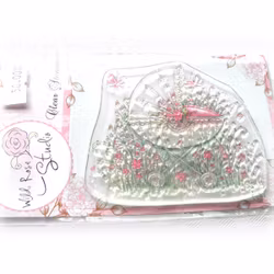Stämpel - babyvagn med blommor Wild Rose Studio