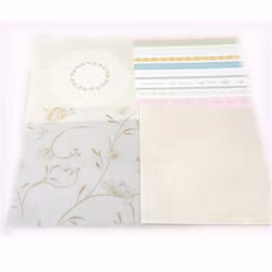 Mix med dekorationer till scrapbooking, journal, mm - papper, band, stickers, mm