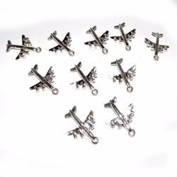 10 st berlocker / charms - flygplan